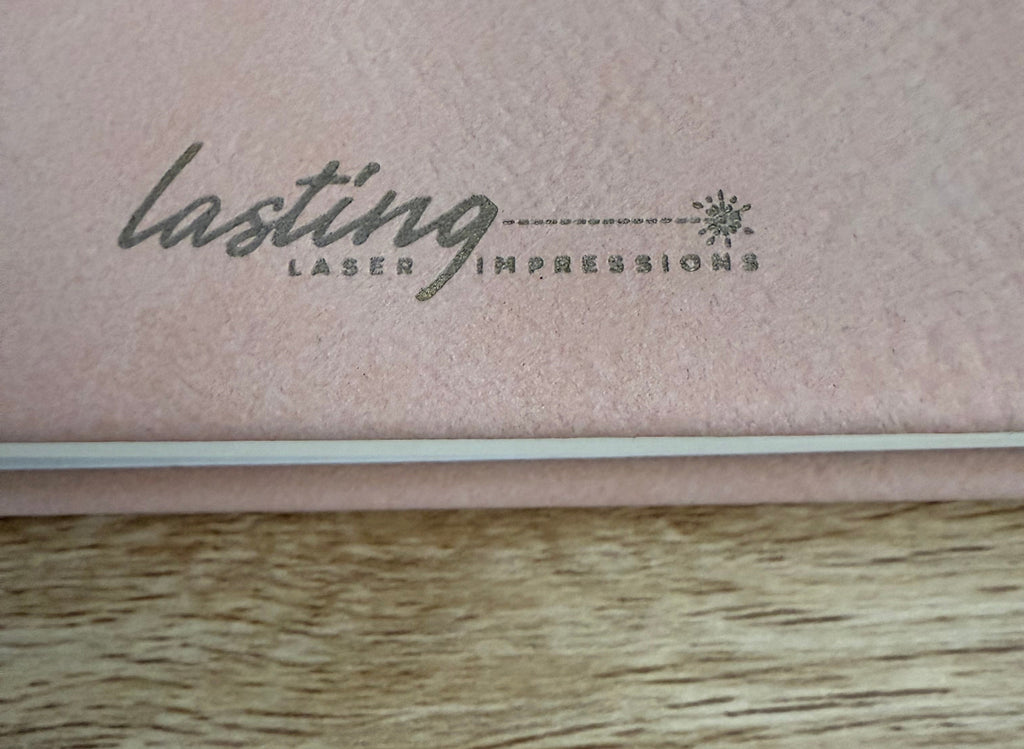 Dusty Pink Leather Notebook with Custom Gold Laser Designs